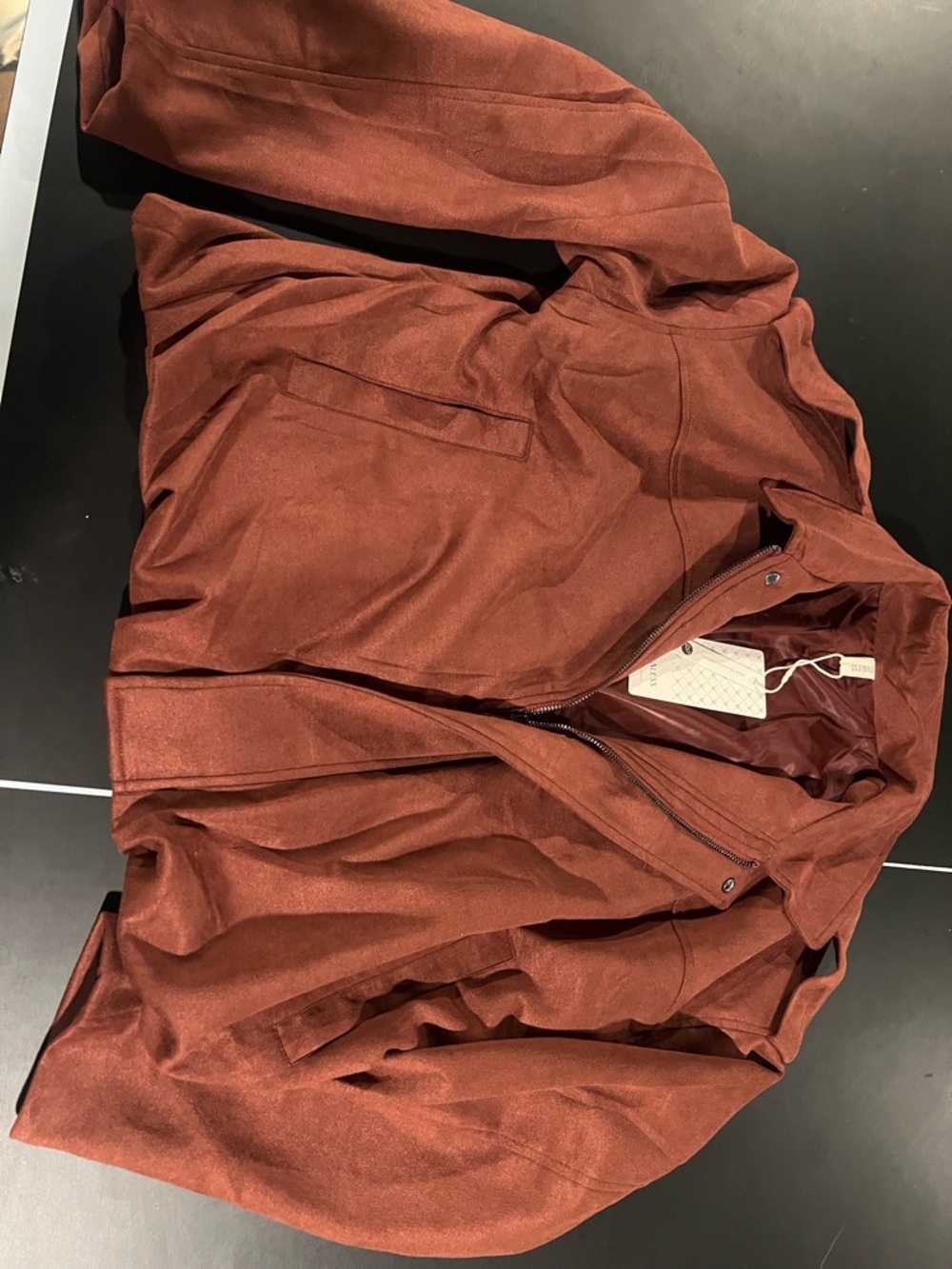 Women’s Suede-Look Rust Bomber Jacket